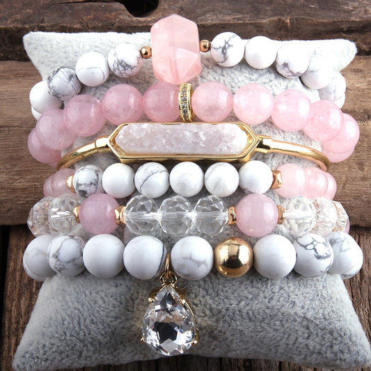 Druzy Dreams in Pink 6-Piece Stack Bracelet Set