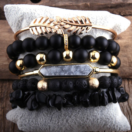 Druzy Dreams in Black 6-Piece Stack Bracelet Set
