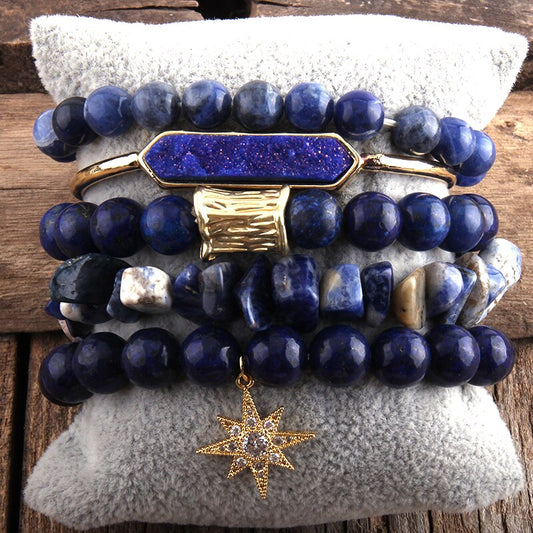 Starry Magic 5-Piece Bracelet Set in Midnight Blue