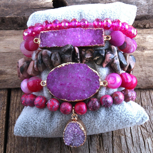 Enchanted Earthstone Bracelet 5-Piece Set in Pink