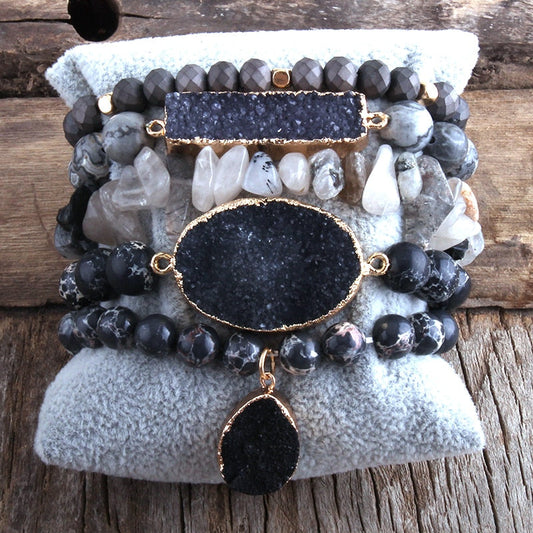 Enchanted Earthstone Bracelet 5-Piece Set in Black