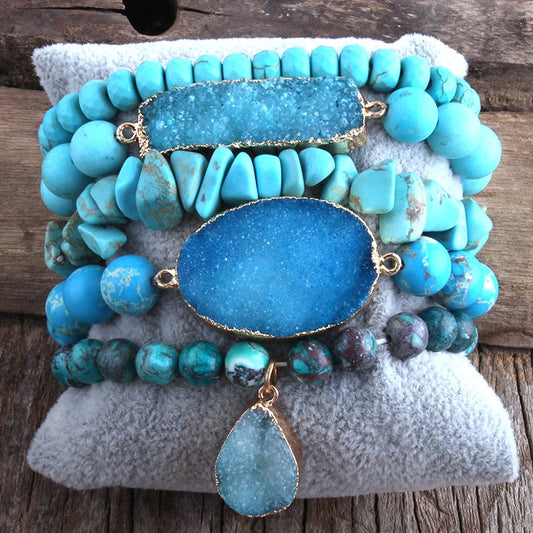 Enchanted Earthstone Bracelet 5-Piece Set in Blue
