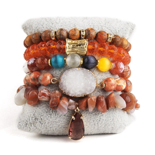 Zenith Stone Harmony Bracelet Set 5-Pieces in Orange