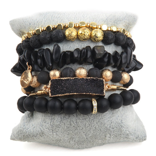 By The Sea in Black 6-Piece Bracelet Stack