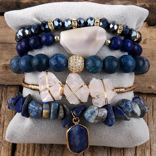 Essence Stone Bracelet Set 5-Piece in Midnight Blue