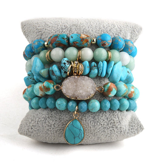 Zenith Stone Harmony Bracelet Set 5-Pieces in Blue
