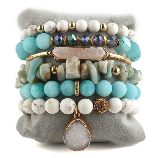 Tranquil Harmony in Turquoise 6-Piece Bracelet Stack