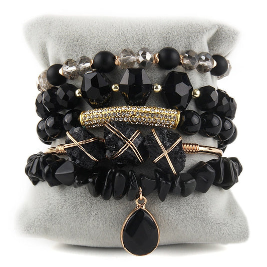 Essence Stone Bracelet Set 5-Piece in Black