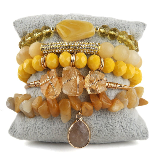 Essence Stone Bracelet Set 5-Piece in Yellow