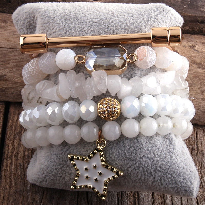 Starry Magic 5-Piece Bracelet Set in White