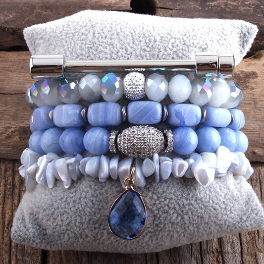 Starry Magic 5-Piece Bracelet Set in Light Blue