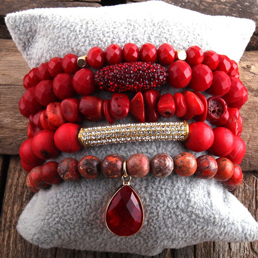 Starry Magic 5-Piece Bracelet Set in Red