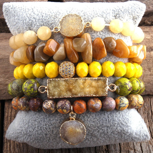 Radiant Rainforest Cascade 5-Stack Crystal Bracelet Set in Yellow