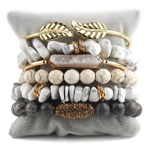 Eclipse Noir in White 6-Piece Bracelet Stack