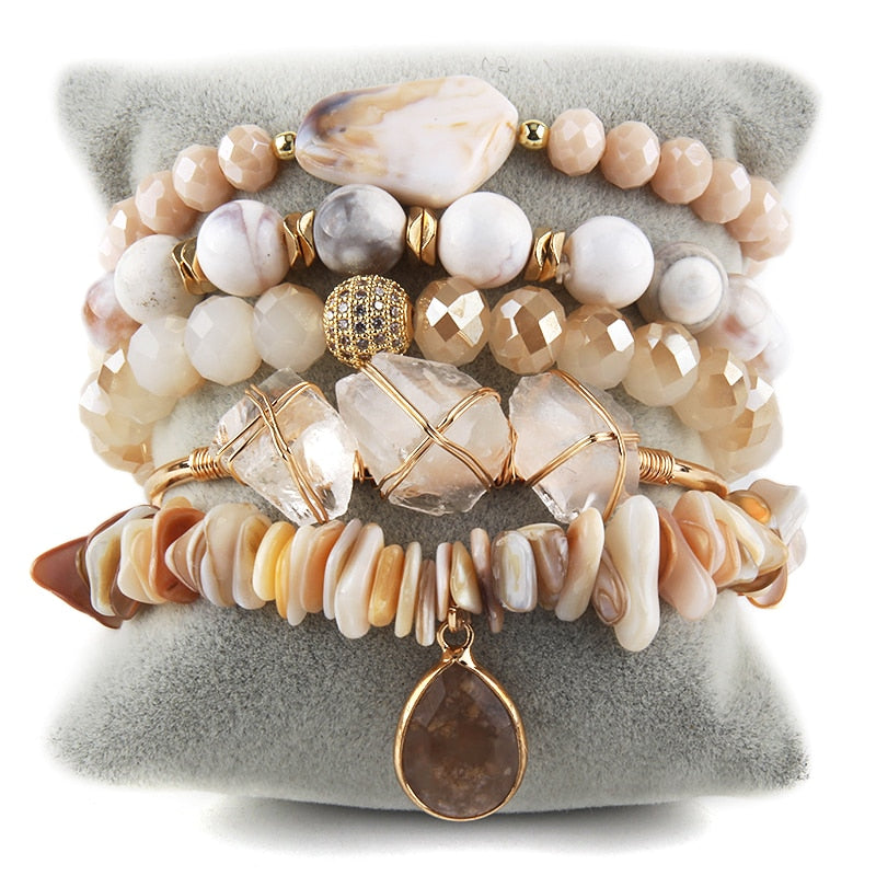 Essence Stone Bracelet Set 5-Piece in Neutral