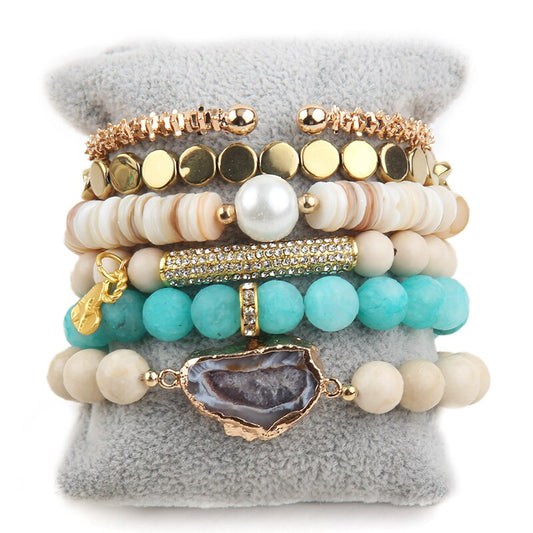 By The Sea Blue & Sand 6-Piece Bracelet Stack